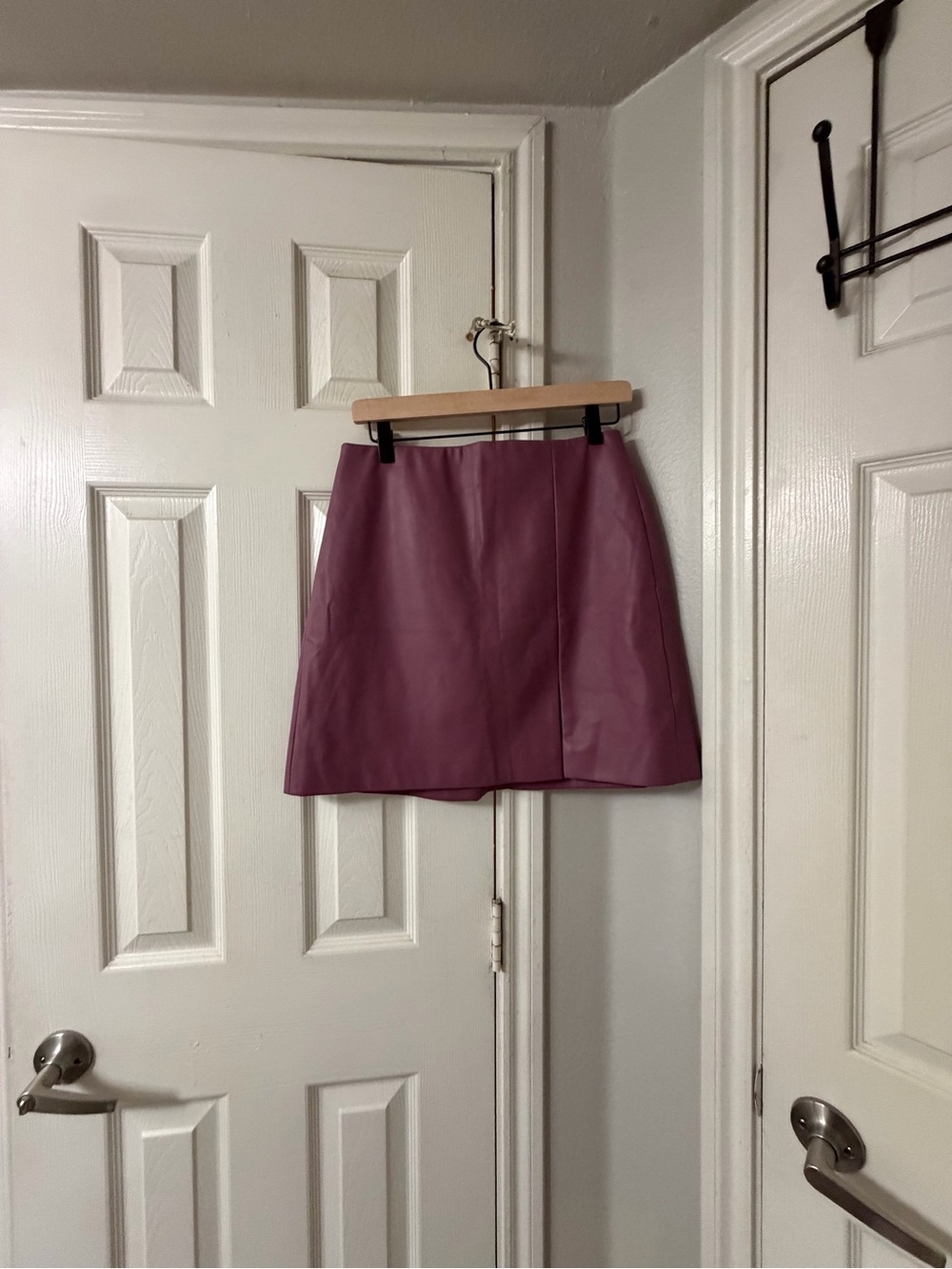 NWT Maeve by Anthropologie Plum Faux Leather Mini Skirt Size 6